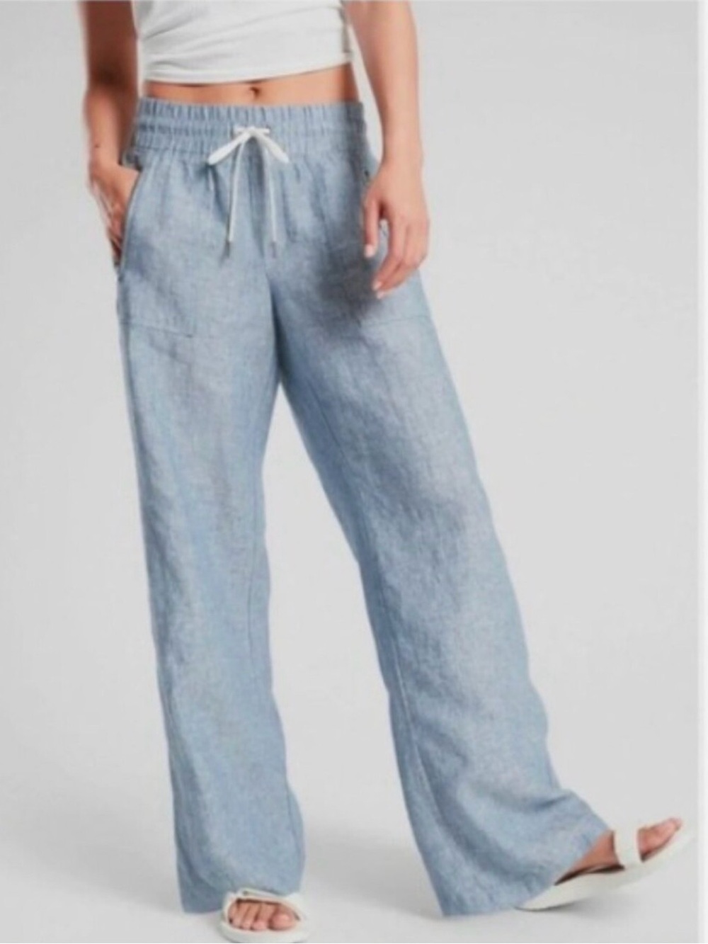 Athleta Light Blue Wide Leg Drawstring Pants 8T